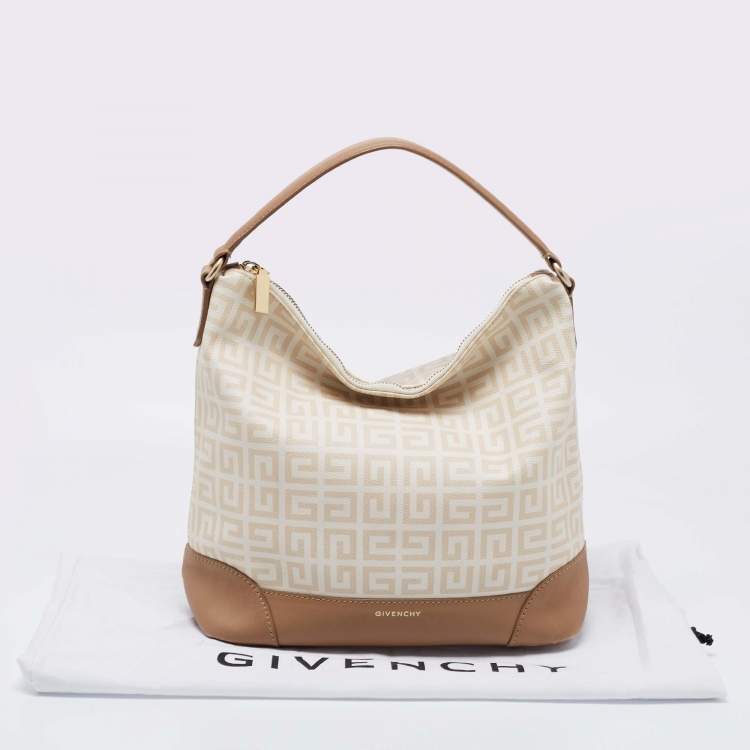 Pre Owned Givenchy Beige/Brown Signature Coated Canvas And Leather Hobo
