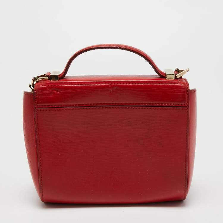 Pre Owned Givenchy Red Leather Mini Pandora Box Crossbody Bag