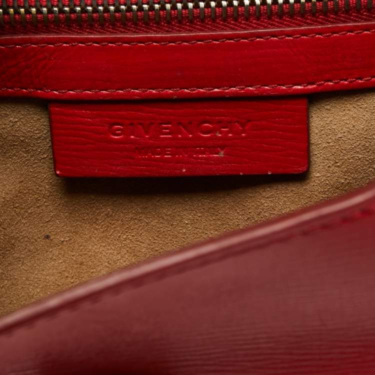 Pre Owned Givenchy Red Leather Mini Pandora Box Crossbody Bag