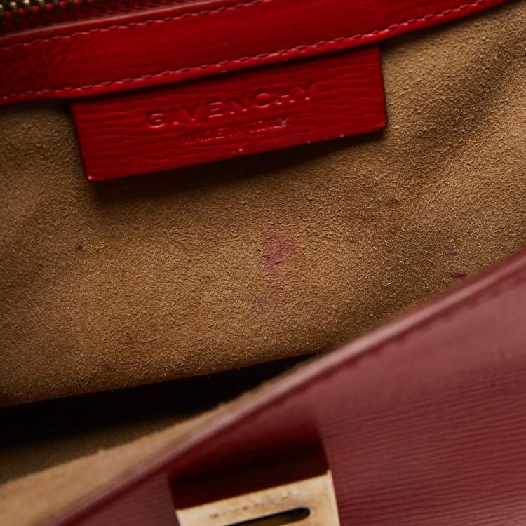 Pre Owned Givenchy Red Leather Mini Pandora Box Crossbody Bag