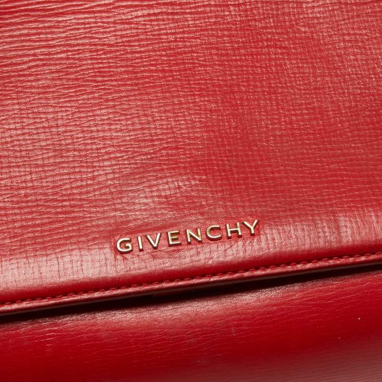Pre Owned Givenchy Red Leather Mini Pandora Box Crossbody Bag