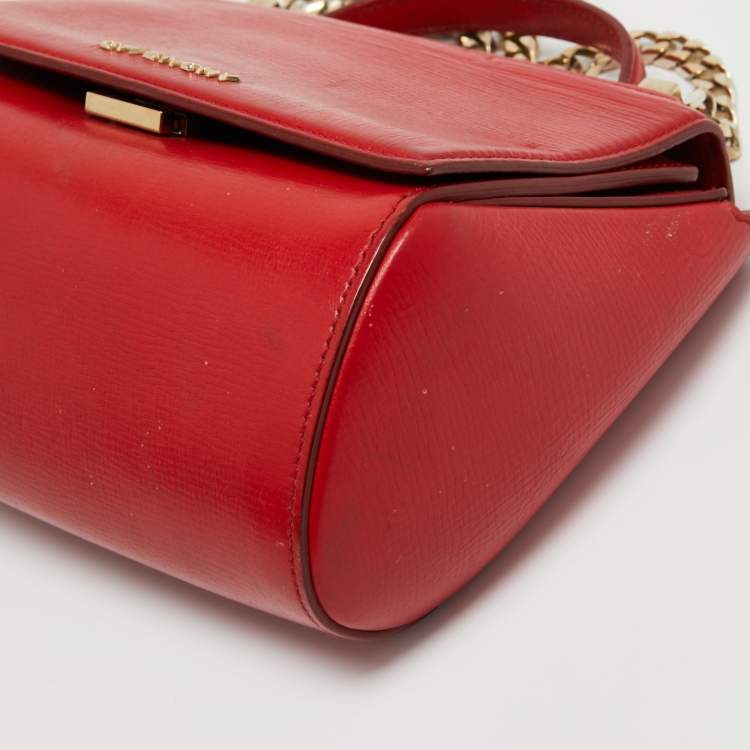 Pre Owned Givenchy Red Leather Mini Pandora Box Crossbody Bag