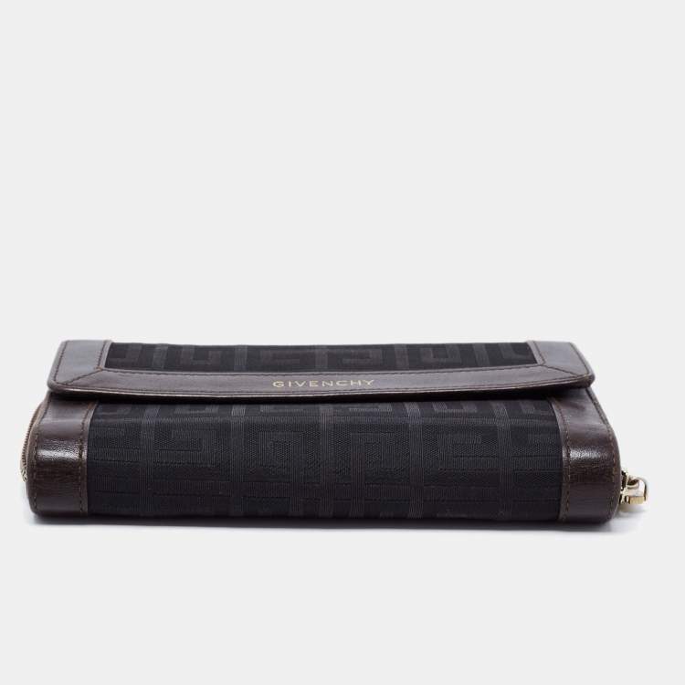 Pre Owned Givenchy Black/Brown Signature Canvas and Leather Continental Wallet