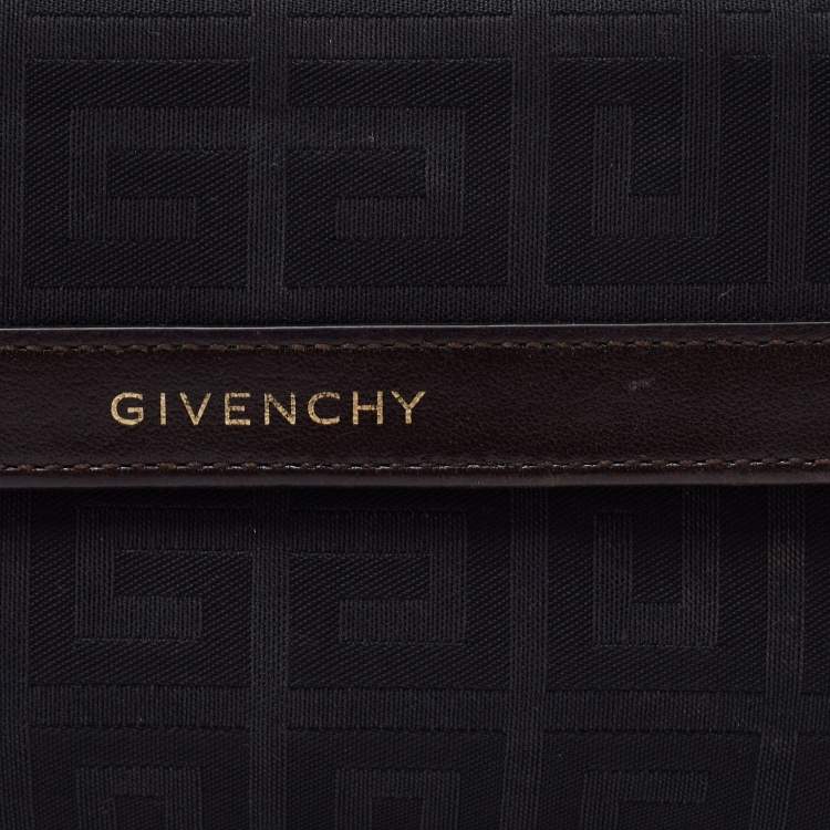 Pre Owned Givenchy Black/Brown Signature Canvas and Leather Continental Wallet