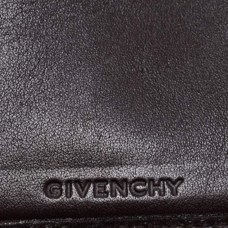 Pre Owned Givenchy Black/Brown Signature Canvas and Leather Continental Wallet