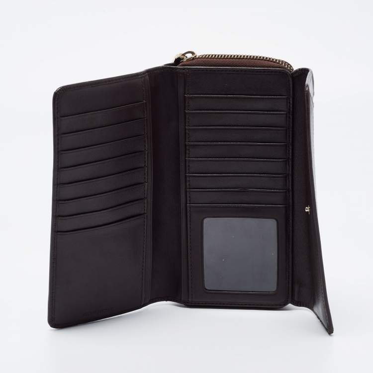 Pre Owned Givenchy Black/Brown Signature Canvas and Leather Continental Wallet