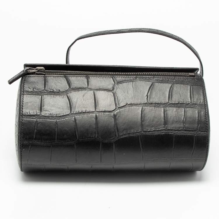 مملوكة مسبقًا Givenchy Black Croc Embossed Leather Chain Detail Shoulder Bag