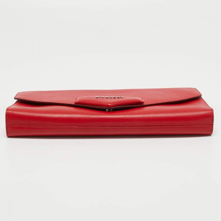 Pre Owned Givenchy Red Leather Antigona Long Clutch
