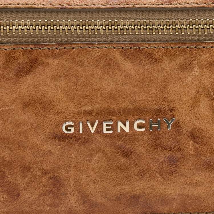 Pre Owned Givenchy Brown Two-Tone Leather Flap Continental Wallet