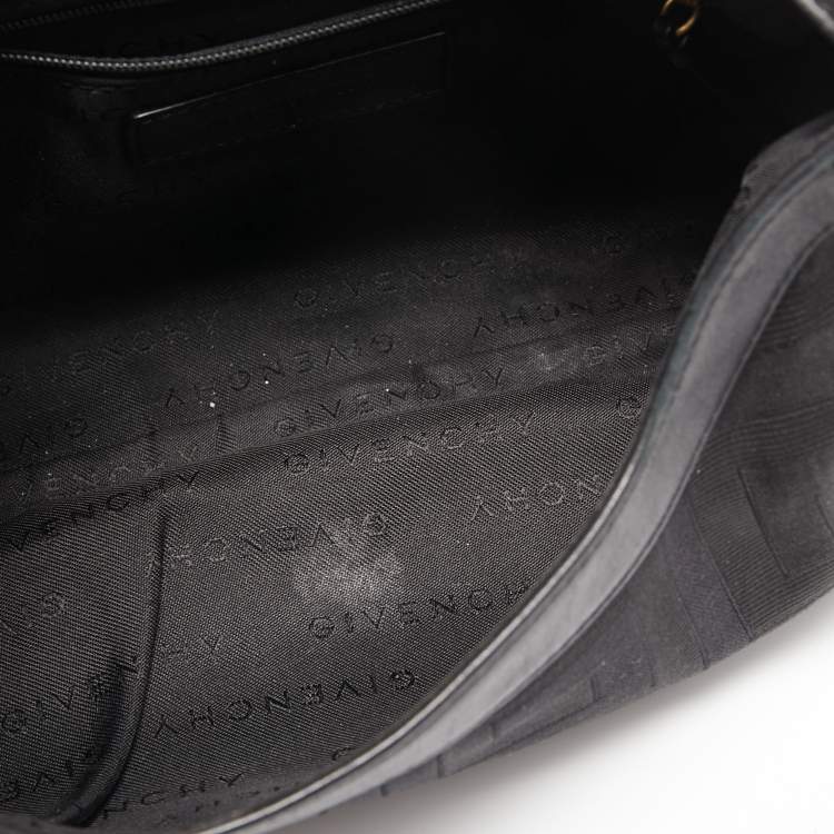 Pre Owned Givenchy Black Nylon and Leather Buckle Flap Hobo