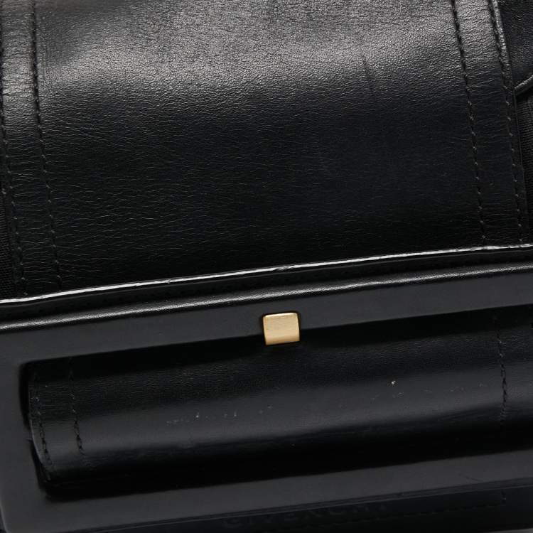 Pre Owned Givenchy Black Nylon and Leather Buckle Flap Hobo