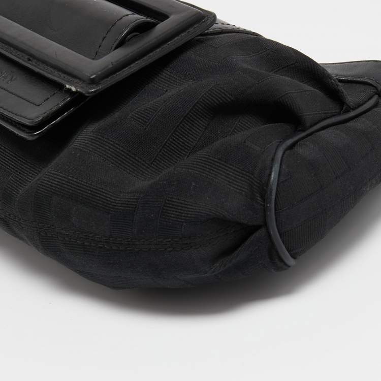 Pre Owned Givenchy Black Nylon and Leather Buckle Flap Hobo