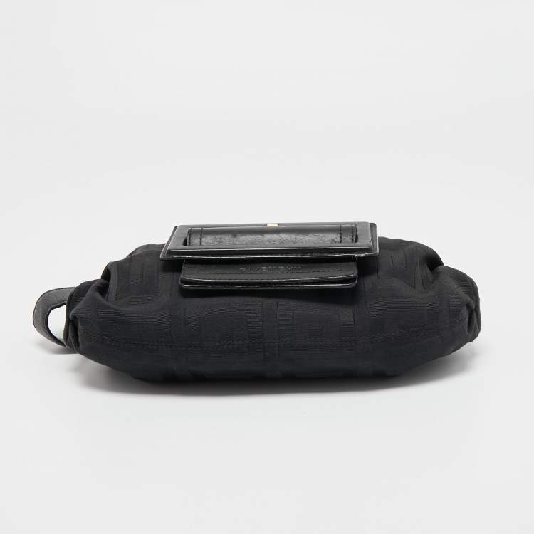 Pre Owned Givenchy Black Nylon and Leather Buckle Flap Hobo