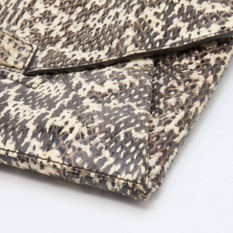 Pre Owned Givenchy Cream/Brown Water Snake Antigona Clutch