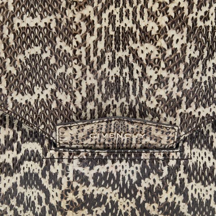 Pre Owned Givenchy Cream/Brown Water Snake Antigona Clutch
