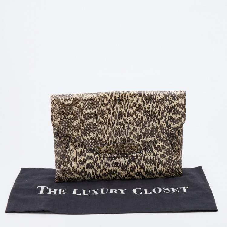Pre Owned Givenchy Cream/Brown Water Snake Antigona Clutch