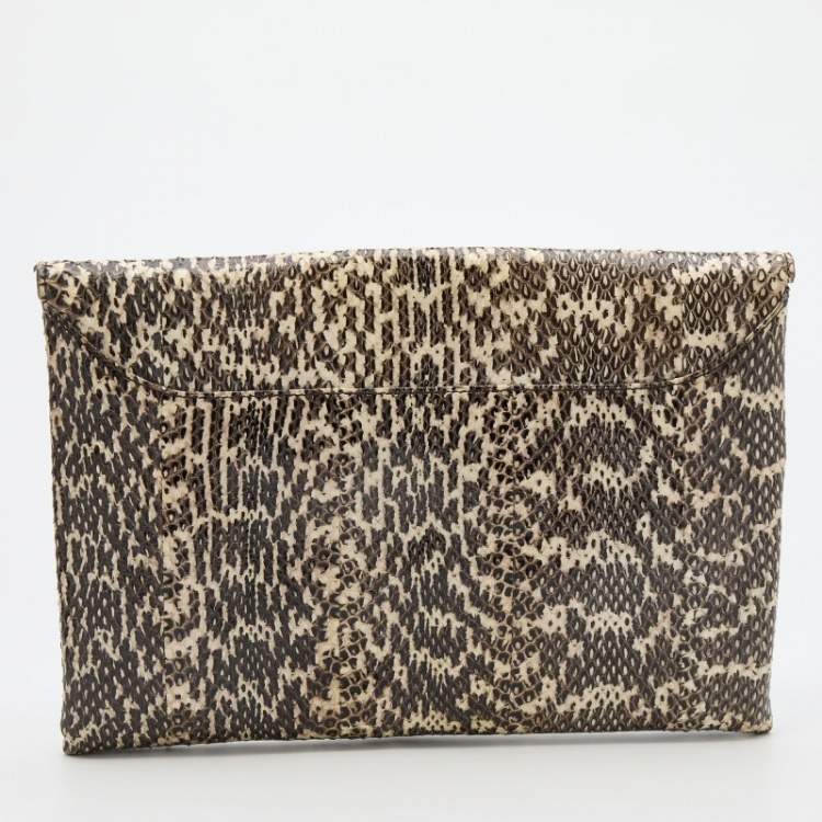 Pre Owned Givenchy Cream/Brown Water Snake Antigona Clutch
