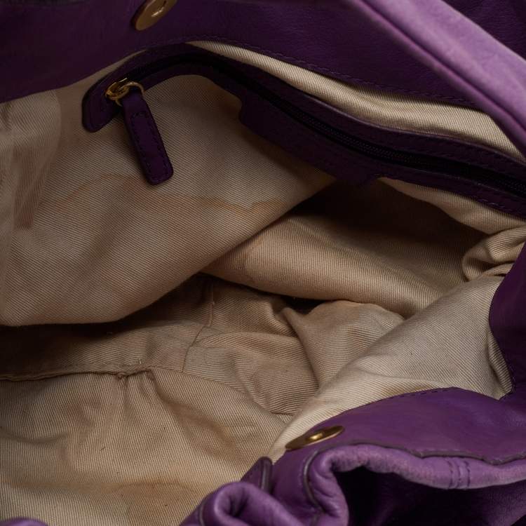 Pre Owned Givenchy Purple Leather Hobo