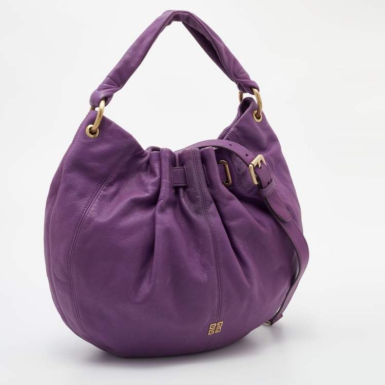 Pre Owned Givenchy Purple Leather Hobo