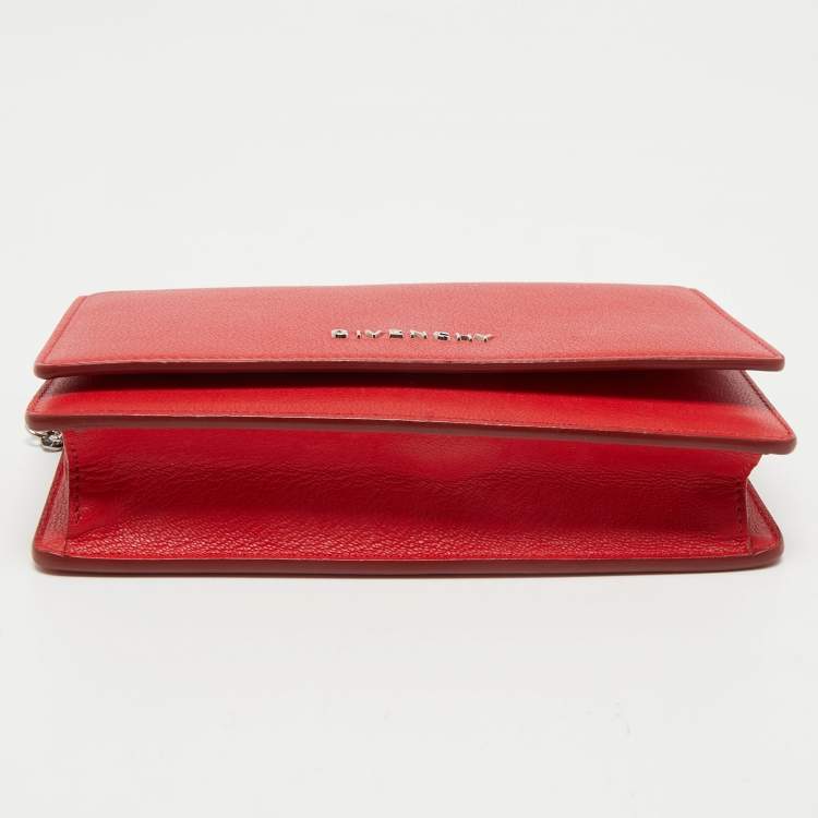 Pre Owned Givenchy Red Leather  Pandora Wallet on Chain