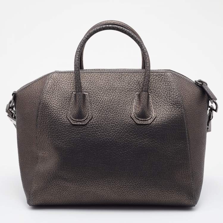 Pre Owned Givenchy Metallic Grained Leather Medium Antigona Satchel