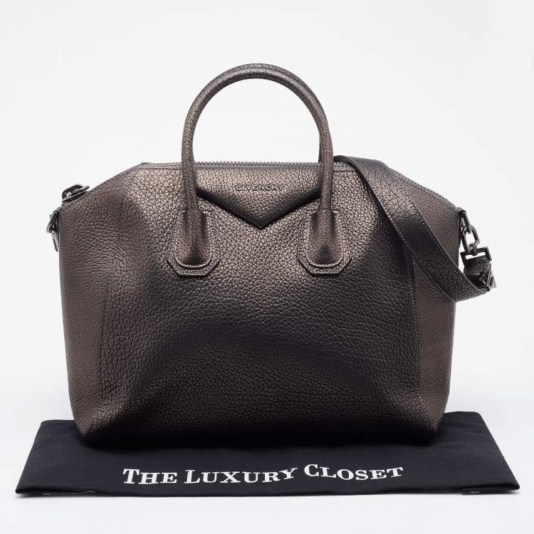 Pre Owned Givenchy Metallic Grained Leather Medium Antigona Satchel