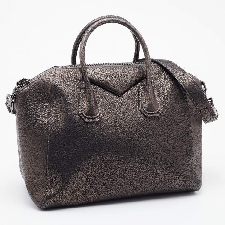 Pre Owned Givenchy Metallic Grained Leather Medium Antigona Satchel