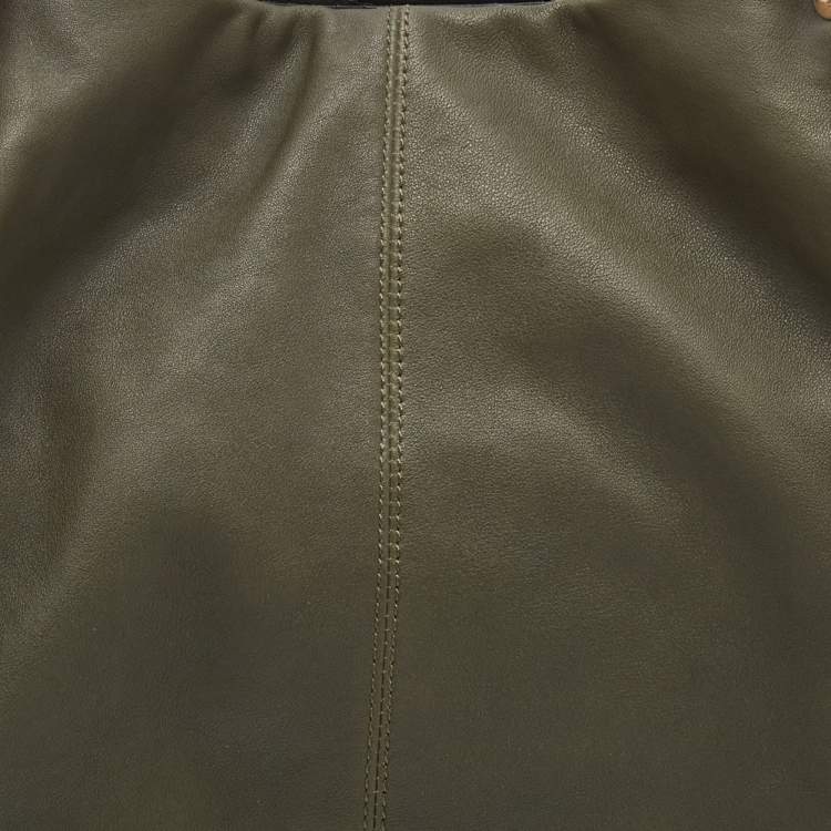 Pre Owned Givenchy Olive Green/Brown Leather Oversized Hobo