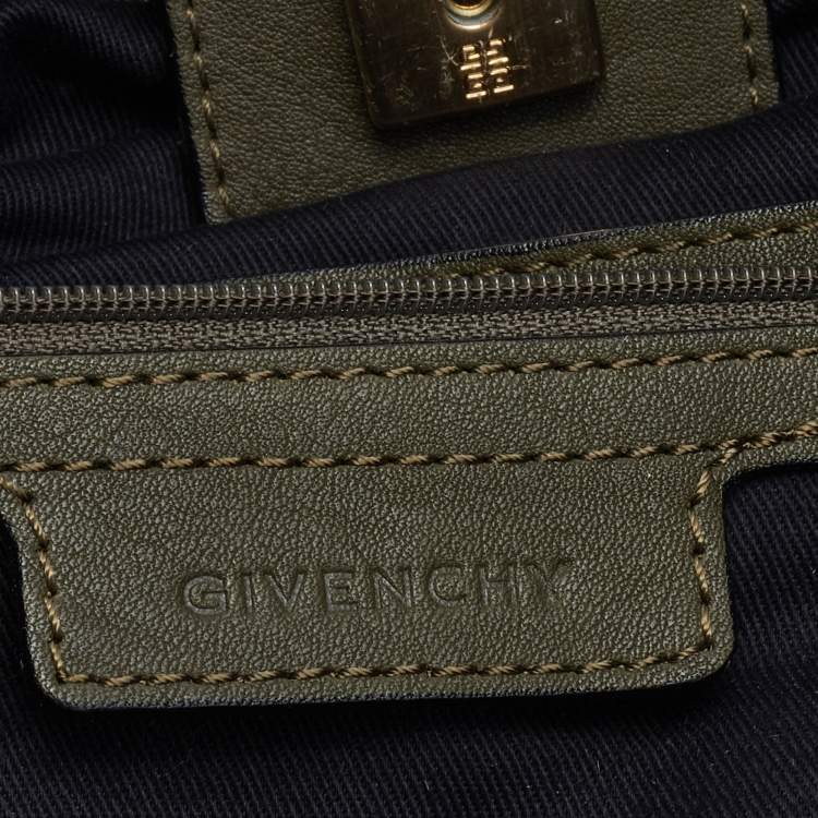 Pre Owned Givenchy Olive Green/Brown Leather Oversized Hobo