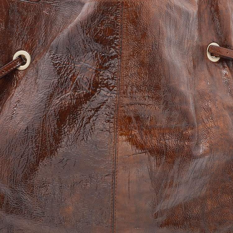 Pre Owned Givenchy Brown Patent Leather Hobo