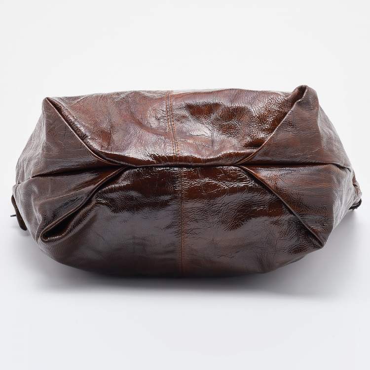 Pre Owned Givenchy Brown Patent Leather Hobo