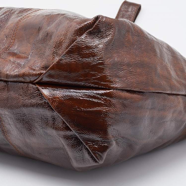 Pre Owned Givenchy Brown Patent Leather Hobo
