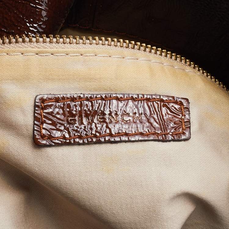 Pre Owned Givenchy Brown Patent Leather Hobo