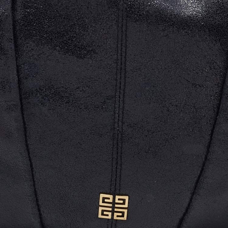 Pre Owned Givenchy Black Crackle Leather Hobo