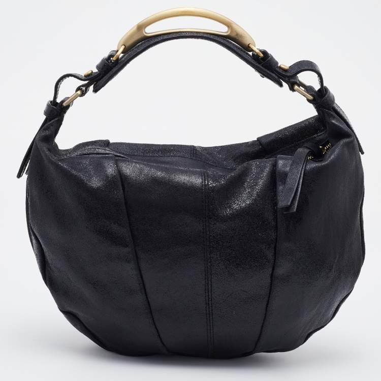Pre Owned Givenchy Black Crackle Leather Hobo