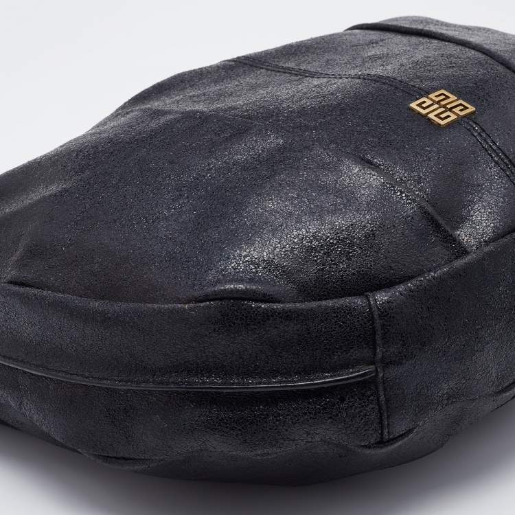 Pre Owned Givenchy Black Crackle Leather Hobo