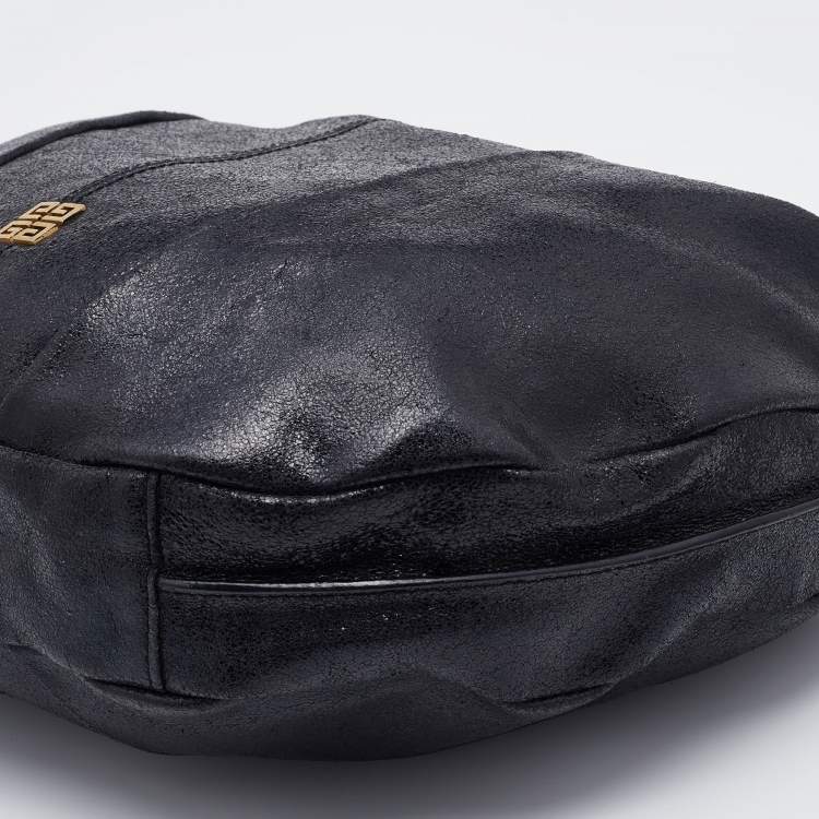 Pre Owned Givenchy Black Crackle Leather Hobo