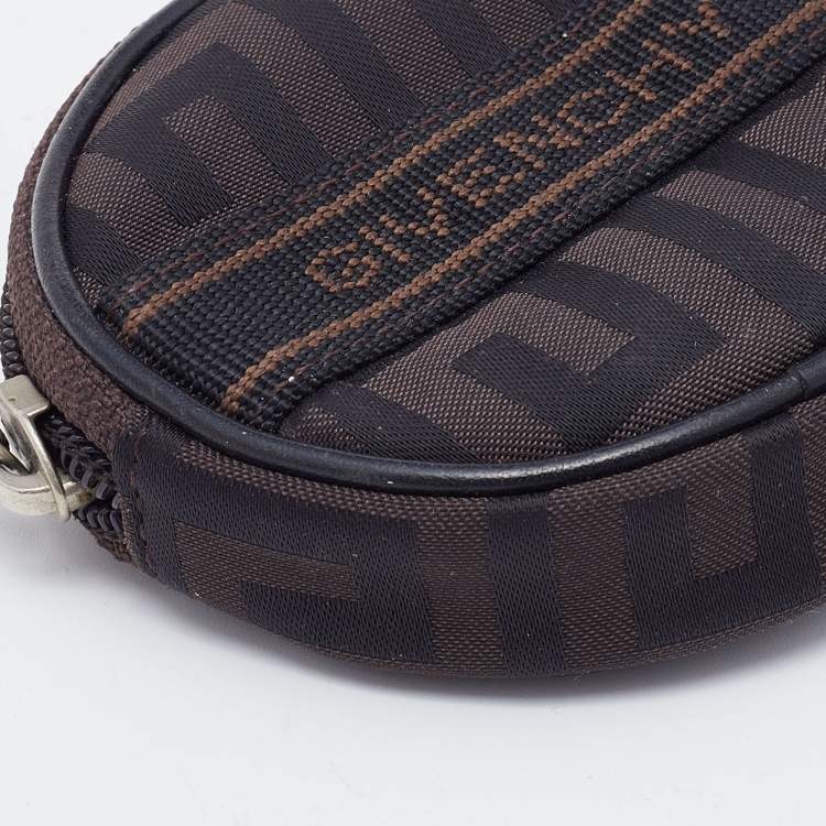 Pre Owned Givenchy Brown Signature Fabric Coin Purse