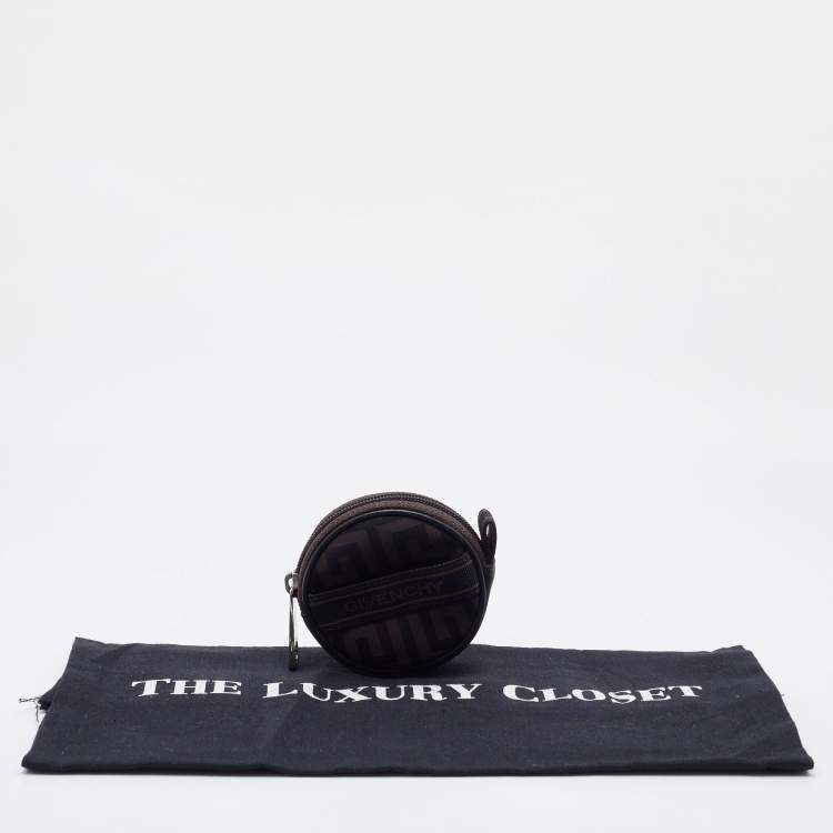 Pre Owned Givenchy Brown Signature Fabric Coin Purse