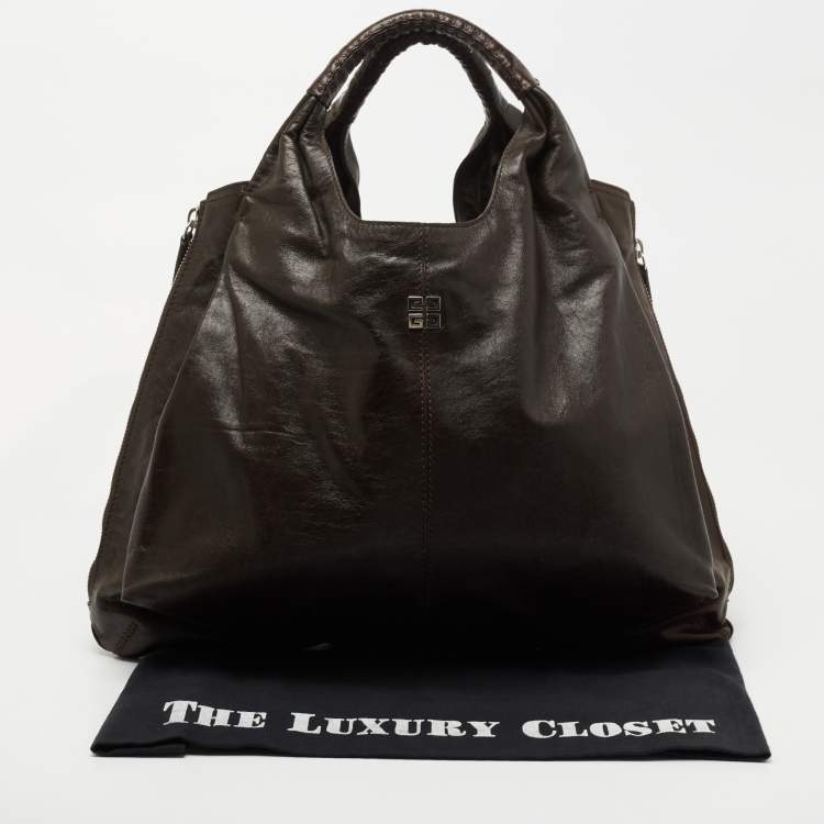 Pre Owned Givenchy Brown Ostrich(Leg) and Leather Elschia Billy Sac Hobo