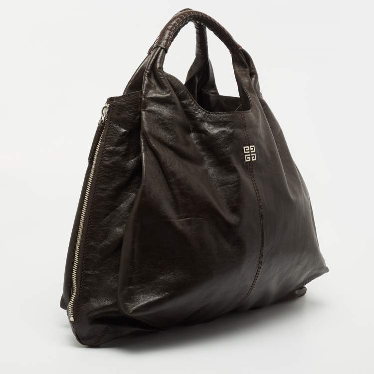 Pre Owned Givenchy Brown Ostrich(Leg) and Leather Elschia Billy Sac Hobo