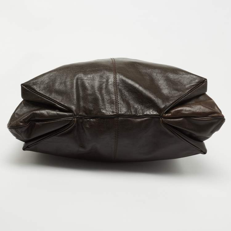 Pre Owned Givenchy Brown Ostrich(Leg) and Leather Elschia Billy Sac Hobo