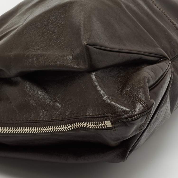 Pre Owned Givenchy Brown Ostrich(Leg) and Leather Elschia Billy Sac Hobo