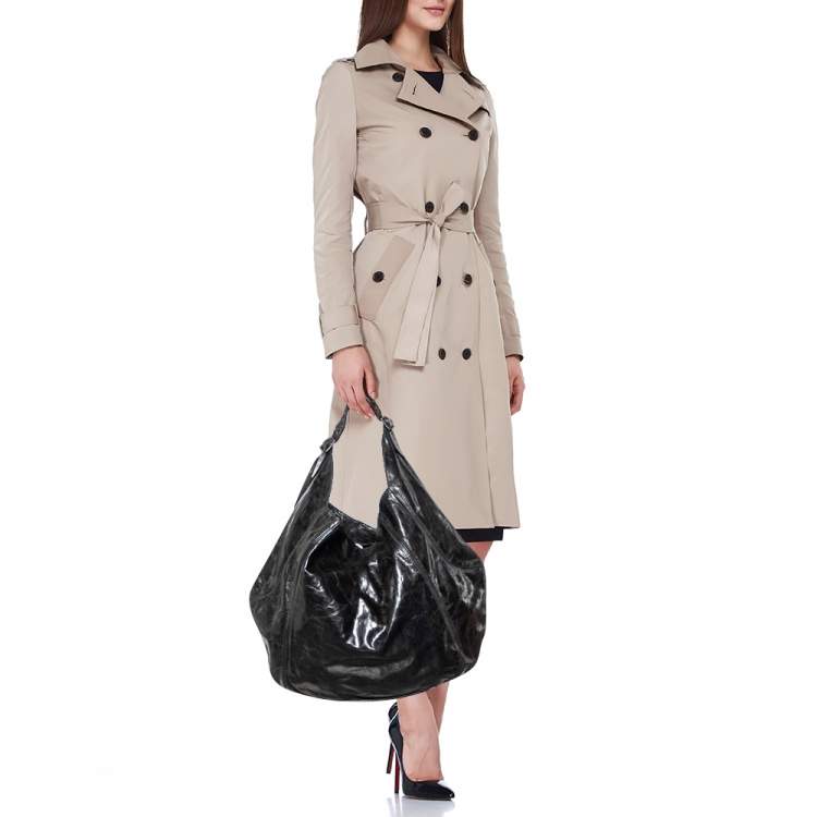 Pre Owned Givenchy Black Leather Hobo 