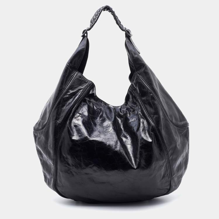 Pre Owned Givenchy Black Leather Hobo 