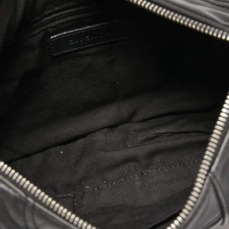 Pre Owned Givenchy Black Monogram Embossed Leather Zip Hobo