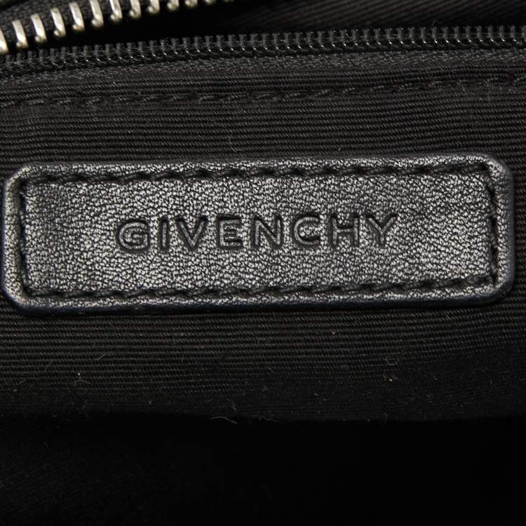 Pre Owned Givenchy Black Monogram Embossed Leather Zip Hobo