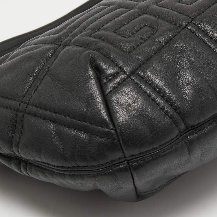 Pre Owned Givenchy Black Monogram Embossed Leather Zip Hobo