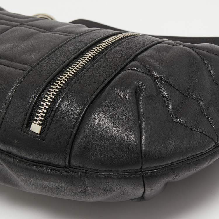 Pre Owned Givenchy Black Monogram Embossed Leather Zip Hobo