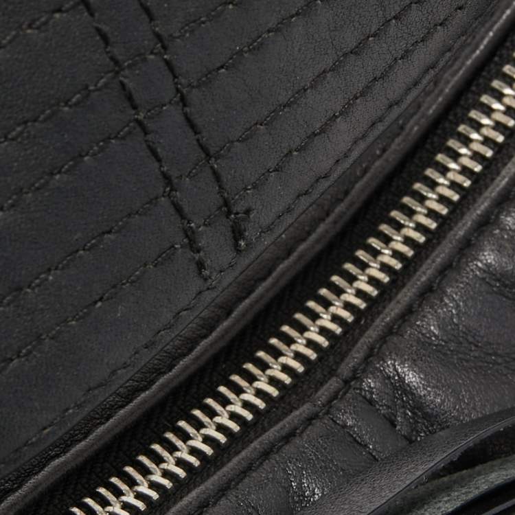 Pre Owned Givenchy Black Monogram Embossed Leather Zip Hobo